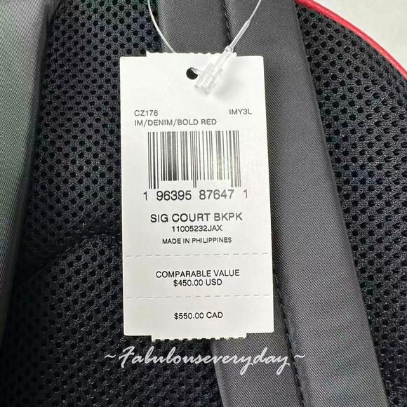 Coach Court Backpack In Signature Canvas CZ176 Denim/Bold Red NWT - Picture 4 of 9